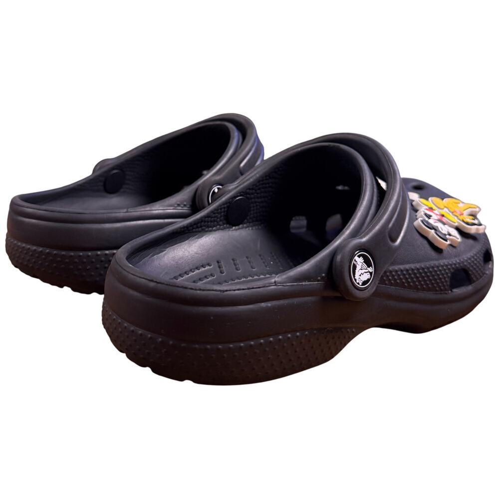 CROCS Size J5 Black Clogs Jibbitz Disney Mickey Goofy Marvel Guardian Galaxy - Picture 6 of 16